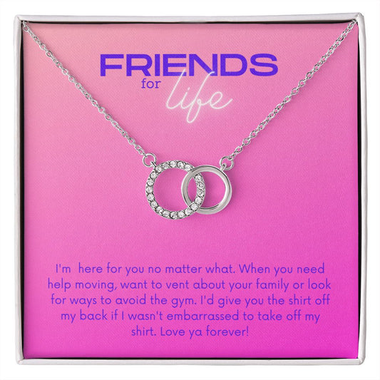 Friends for Life Perfect Pair Necklace (pink message card)