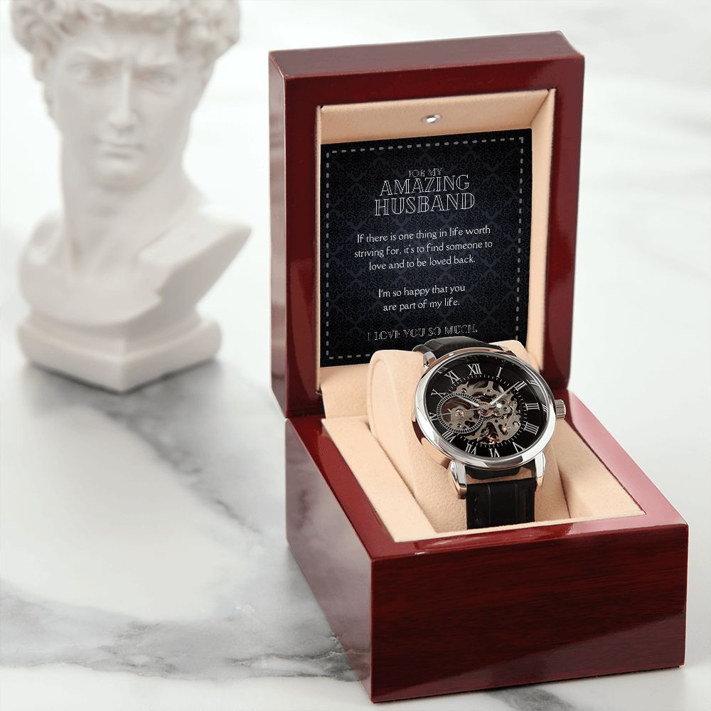 Luxury Men's Openwork Watch, For My Amazing Husband black card