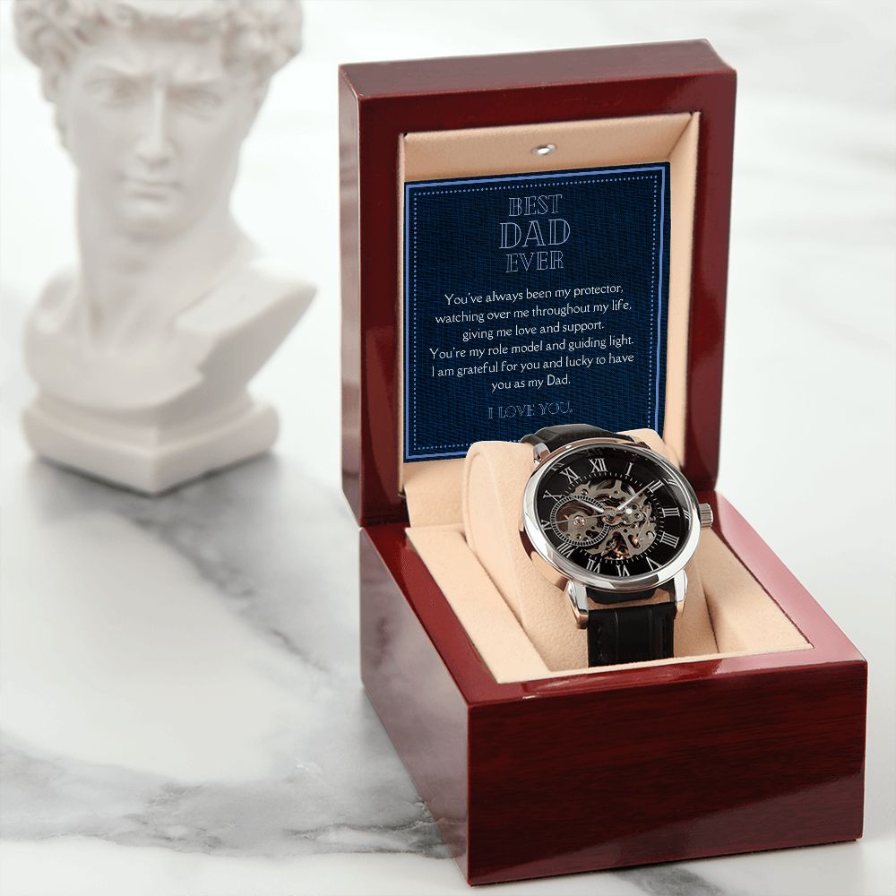 Luxury Men's Openwork Watch, Best Dad Ever Message