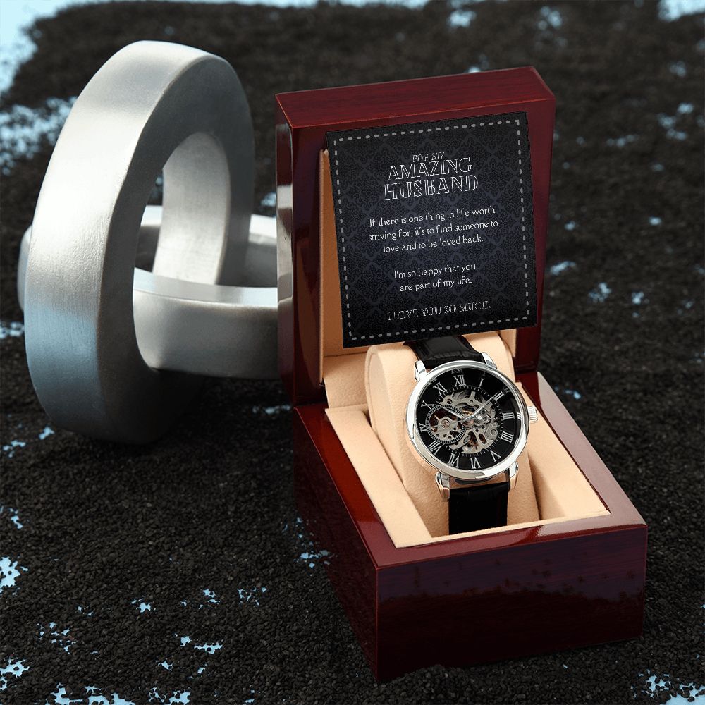 Luxury Men's Openwork Watch, For My Amazing Husband black card