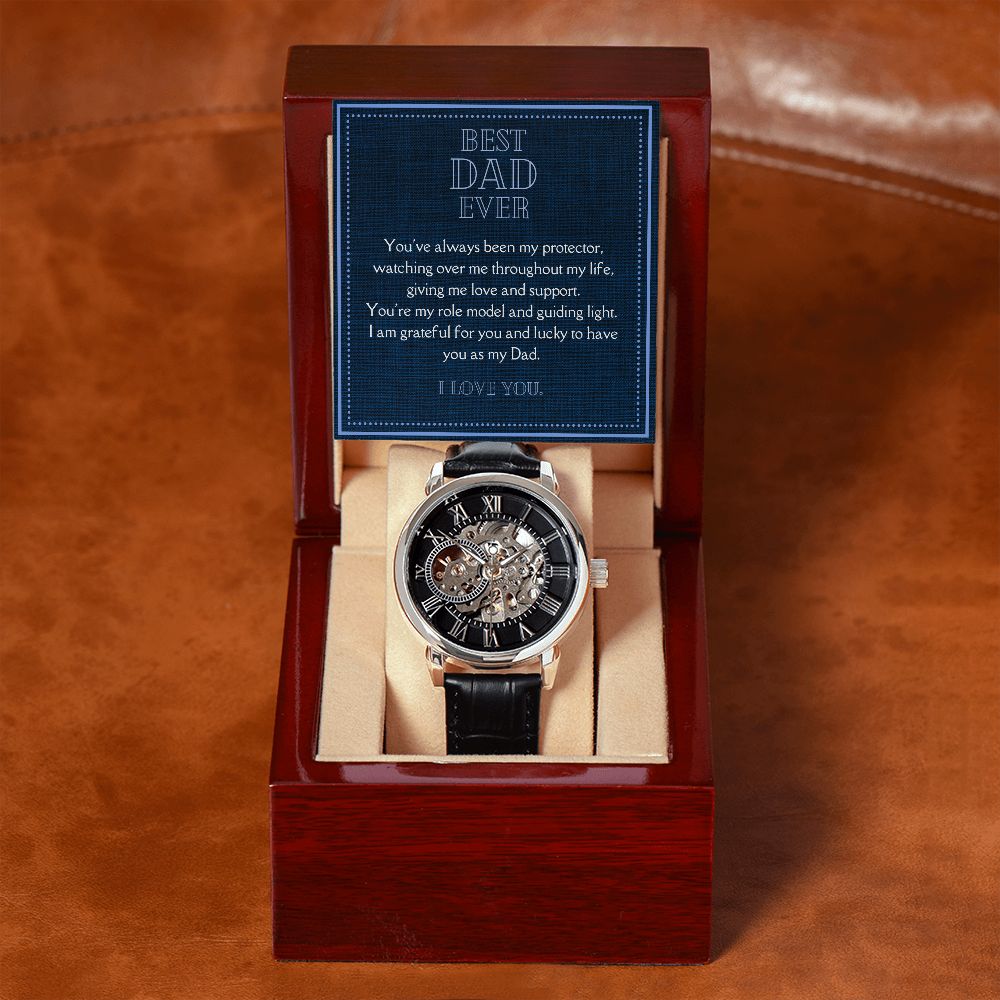 Luxury Men's Openwork Watch, Best Dad Ever Message