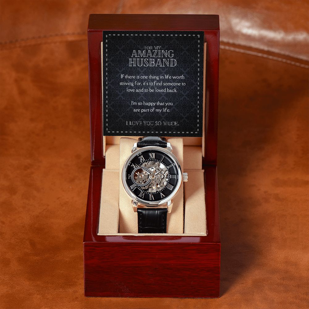Luxury Men's Openwork Watch, For My Amazing Husband black card
