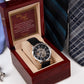 Luxury Men's Openwork Watch, Best Dad Ever Message, red card