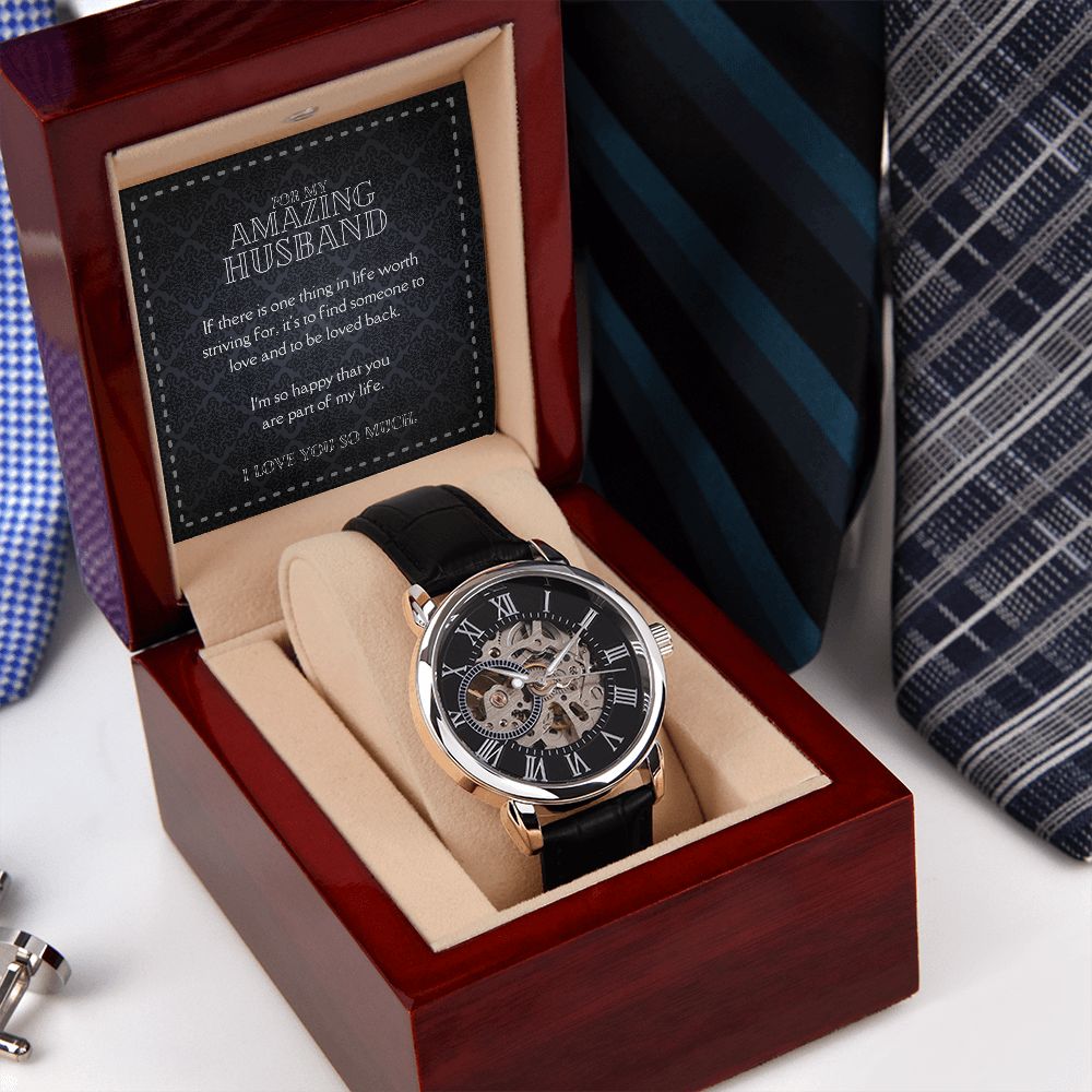 Luxury Men's Openwork Watch, For My Amazing Husband black card