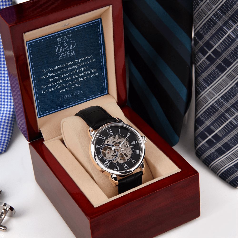 Luxury Men's Openwork Watch, Best Dad Ever Message
