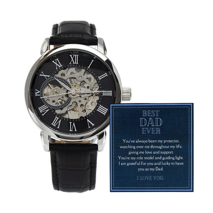 Luxury Men's Openwork Watch, Best Dad Ever Message