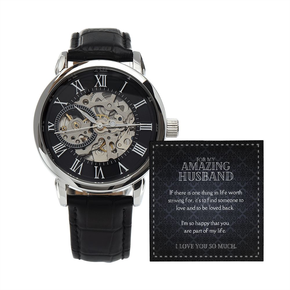 Luxury Men's Openwork Watch, For My Amazing Husband black card