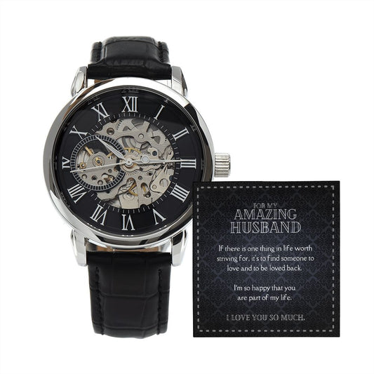 Luxury Men's Openwork Watch, For My Amazing Husband black card