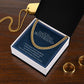 Amazing Boyfriend Link Chain Necklace Available in Stainless Steel or 14kYellow Gold Finish, denim card