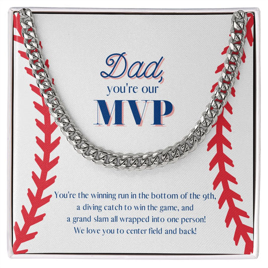 Dad is the MVP! Chain Link Necklace Available in Stainless Steel or Yellow Gold