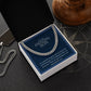 Amazing Son Men's Chain Link Necklace Available in Stainless Steel and 14k Yellow Gold Finish, denim blue card