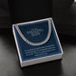 Amazing Son Men's Chain Link Necklace Available in Stainless Steel and 14k Yellow Gold Finish, denim blue card