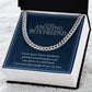 Amazing Boyfriend Link Chain Necklace Available in Stainless Steel or 14kYellow Gold Finish, denim card