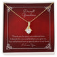 Dearest Grandma Unconditional Love Alluring Beauty Necklace 14k White Gold or 18k Yellow Gold Finishes, red card