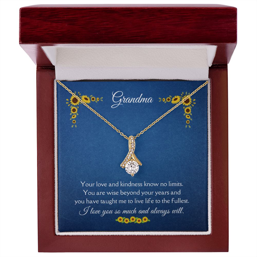 Grandma Love and Kindness Alluring Beauty Necklace 14k White Gold or 18k Yellow Gold Finish, blue sunflower