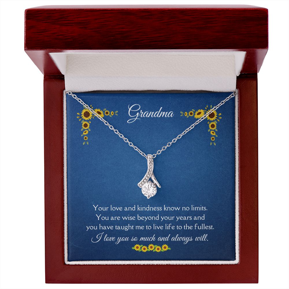 Grandma Love and Kindness Alluring Beauty Necklace 14k White Gold or 18k Yellow Gold Finish, blue sunflower