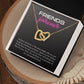 Friends Forever Interlocking Hearts Necklace Available in Yellow & White Gold (black message card)