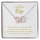 Amazing Wife Locked in Love Hearts Necklace Available in Steel & Rose Gold or 18k Yellow Gold finishes, white card