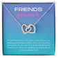 Friends Forever Interlocking Hearts Necklace Available in Yellow & White Gold (blue message card)