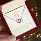 Beautiful Wife Locked in Love Hearts Necklace Available in Steel & Rose Gold or 18k Yellow Gold finishes, white card