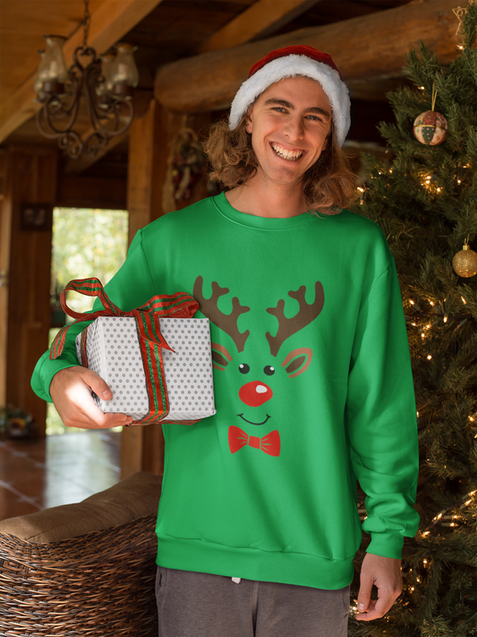 Boy Deer Holiday Heavy Blend™ Crewneck Sweatshirt, Available in Green and Grey Unisex sizes S-3XL