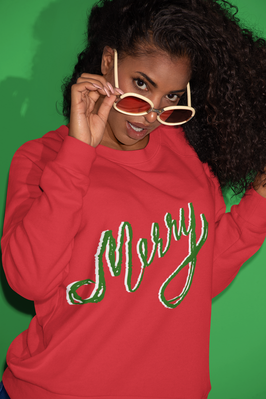 Merry Sweatshirt Available in Red, Green and Grey Unisex sizes S-3XL